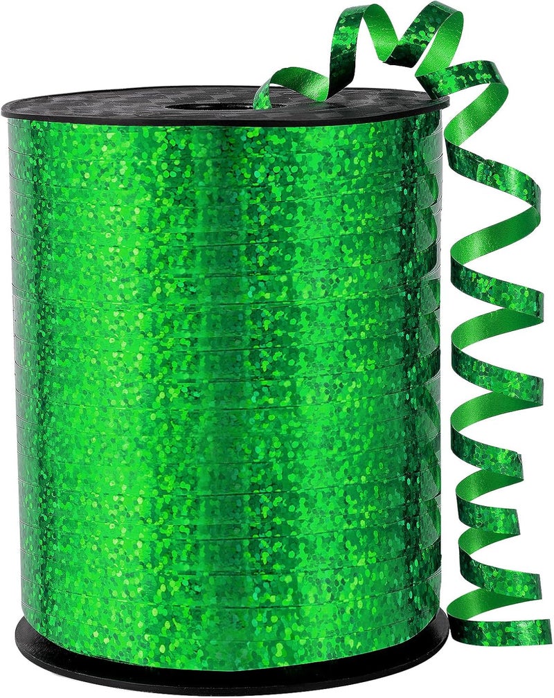 OMISELIO Green Curling Ribbon - 500 Yard Shiny Metallic Curling Ribbon for Gift Wrapping, Balloons, Christmas & St. Patrick's Day - Image 1